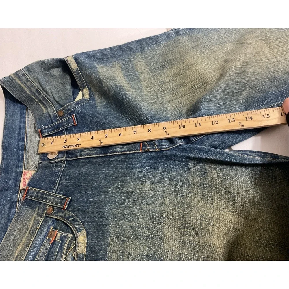 True Religion Flare Twisted Buddha Graphic embroidered‎ pocket USA Y2K